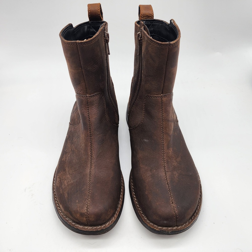Merrell Clay Waterproof Ankle Boots Womens 5.5 Brown Leather Side Zip Booties - Picture 2 of 10